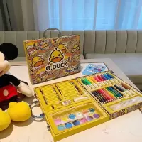小黄鸭G.DUCK.67件套儿童画笔套装彩铅水彩笔蜡笔水彩块 辅助工具 小黄鸭画笔67件套一套