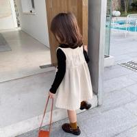 2021春秋装童装女童裙子洋气两面穿宝宝连衣裙背带裙背心裙韩版 米白裙子(两面穿) 90码建议身高80-85cm
