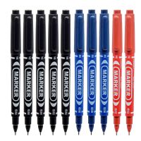 得力S563双头黑色勾线笔细头美术12色画画笔马克笔大头油性记号笔 书昶8018黑5蓝3红2[10支]