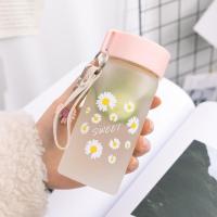 小雏菊玻璃水杯女男学生韩版杯子便携ins创意小清新潮流可爱茶杯 粉色260ML带小雏菊钥匙扣 单杯