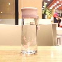 韩版小清新男女便携塑料杯防摔创意潮流水杯子可爱情侣简约随手杯 3701粉色420ml小鹿款塑料杯