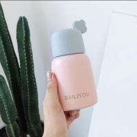 新款简约小清新保温杯女生高颜值水杯学生可爱便携小巧不锈钢杯子 粉色赠清洁套装