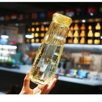 韩版少女心水杯塑料防摔学生随手水杯潮流小清新耐摔可爱简约杯子 黄色[长款塑料杯] 450ml[单杯子]