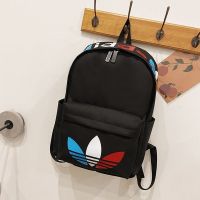 新款潮流背包男女双肩包学生书包户外旅行背包韩版电脑包潮三叶草 056 黑色