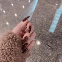 手工光疗美甲贴片假指甲成品可拆卸防水持久学生长款短款显白 巧克力色长款 S