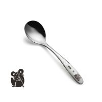 304不锈钢勺子家用汤勺长柄创意可爱儿童喝汤吃饭圆头加厚小汤匙 中号1支/宽4cm(儿童适用) 鼠