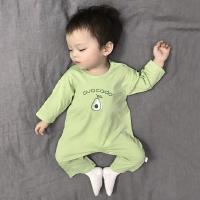 婴儿衣服连体衣长袖春秋薄款护肚睡衣宝宝夏季衣服新生儿爬服哈衣 牛果绿色水果印花 59