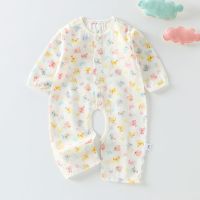婴儿连体衣春秋薄款宝宝秋装家居服长袖哈衣爬服新生儿睡衣 [夏薄款纱布]小黄鸡 59码 建议0-3个月宝宝穿
