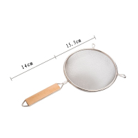 加厚木柄不锈钢漏勺果汁豆浆过滤网家用密网油捞超细大号笊篱油炸 超细网漏 15cm 小号