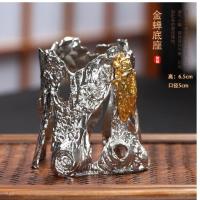 茶漏底座个性茶托茶滤紫铜手绘茶隔创意茶具过滤器茶架子茶道配件 金蝉底座