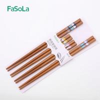 日本FaSoLa家庭筷套装家用高档楠竹筷子创意个性防滑亲子餐具套装 家庭4双装