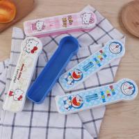 学生便携餐具两件套儿童可爱kt叮当塑料筷子盒收纳盒幼儿园筷盒子 不要筷子 Kt猫