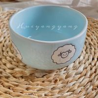 ins风原创浮雕小羊餐具家用下午茶甜品盘套装沙拉燕麦彩釉碗套装 小羊饭碗