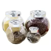 调料罐玻璃瓶杂粮八角花椒果酱储物罐玻璃密封罐扁鼓收纳罐 2支装380ml(送贴纸)