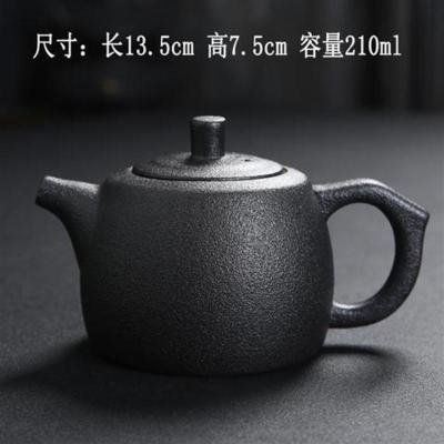 黑粗陶瓷茶具西施壶盖碗简约家用单壶提梁沏茶手把壶泡茶壶 01 井栏壶