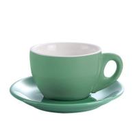 卡布奇诺拉花拿铁咖啡杯 欧式套装意式陶瓷加厚单品咖啡杯碟250ml 250ml青色杯连碟送陶瓷咖啡勺