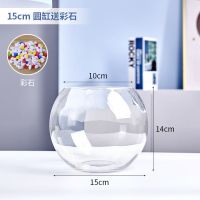 迷你玻璃金鱼缸客厅乌龟缸桌面创意圆型家用水培器皿植物花盆容器 15年年有余球形款(送五彩石)
