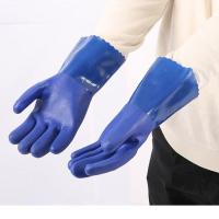 加长加厚袖防水水产抓鱼手套卖鱼杀鱼胶皮耐磨耐酸碱劳保防滑手套 [短款]耐油手套