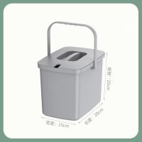 茶桶茶渣桶废水桶家用排水储水桶大小号弹盖茶台茶叶过滤茶道配件 翻盖灰色小号(无)