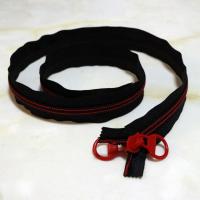 电动三轮车雨棚专用配件金属拉锁小巴士电瓶车雨帘通用双面大拉链 红色120长 备用一条装