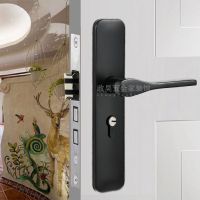 黑色门锁卧室室内木门静音美式小50家用房间把手锁具通用锁芯配件 门锁一套