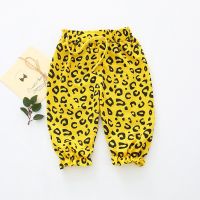女童裤子夏季薄款儿童圆点蝴蝶结休闲裤0一1-3岁婴儿宝宝短裤外穿 明黄色 豹纹七分冰丝棉麻 66 身高参考