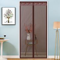 免打孔夏季魔术贴自粘门帘贴防蚊防虫防鼠门帘静音加密纱门帘 素面条纹 70*200cm