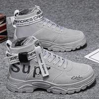 马丁靴男款2021新款透气男鞋厚底增高靴子工装靴男靴百搭休闲男鞋 D+1-8-8[灰色]棉 50 [外贸定制,样品单只装