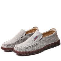 老北京布鞋男款新款牛筋底男士休闲鞋亚麻防臭高档一脚蹬软底男鞋 801灰色 39
