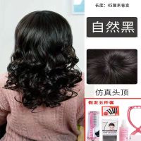 中年假发女中长卷发妈妈时尚气质齐刘海逼真自然蓬松修脸全头套 (长*45厘米)自然黑 头套+送发网+发夹