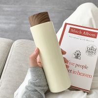 高档男女士保温杯简约磨砂不锈钢水杯韩版创意潮流个性学生茶杯子 亮面A-米白-400ml 单杯