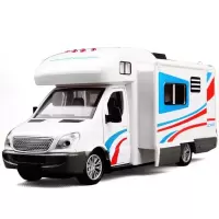 旅行露营房车模型 儿童玩具合金车模声光回力汽车模型仿真小汽车 53130房车散装