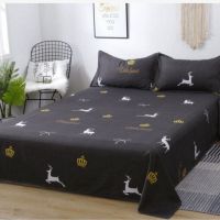 []INS风卡通学生宿舍单人双人家用亲肤四季通用水洗棉床单 皇冠鹿 单件床单1.2米床(150*230)