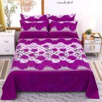 [床单三件套]磨毛双人床单加枕套1.8米宿舍单人被单单件1.5米 紫色玫瑰 0.9床用[120*230cm]床单