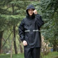 雨衣雨裤套装男女士防水雨披全身电动车连体分体加厚骑行外卖雨衣 单层黑色 L