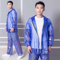 全新海胶雨衣雨裤套装分体式高弹性帽檐垂钓徒步骑行旅游防水成人 蓝色全新料海胶套装 小号(身高160-170)