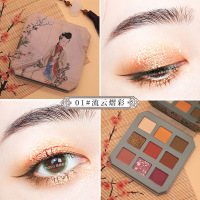 NOVO唐代仕女眼影ins超火故宫眼影盘闪粉珠光防水平价小众学生款 01#流云熠彩 单支眼影刷