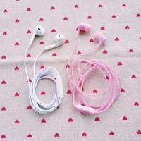 [两副装]通用耳机vivo华为oppo苹果入耳式女学生耳机线可爱耳塞 2副耳机(白色+粉色)