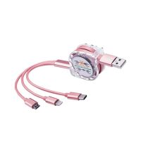 OPPO华为vivo快充充电器线三合一数据线小米美图苹果安卓手机通用 玫瑰金单线[不带头]