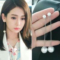 防过敏耳环花瓣猫眼石气质百搭潮耳坠女长款流苏新款2021年耳饰品 大小珍珠(一对装)