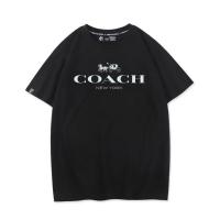 夏季新款男装马车男士落肩短袖宽松时尚百搭休闲T恤 黑色 S