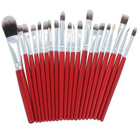 彩妆15/20支化妆刷套装眼影粉底睫毛膏刷唇眼部刷全套初学者工具 木柄红杆银管