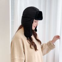 帽子男女士冬季电动车雷锋帽冬天东北防寒骑车护耳帽防风保暖棉帽 [无口罩款]加绒黑色 均码56~60CM头围