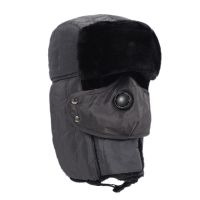 加厚中老年男款雷锋帽子防寒保暖冬季老人老头爷爷电动车骑车棉帽 经典灰[纯色+口罩] 可调节