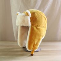 猫耳朵雷锋帽女韩版可爱秋冬季骑车防风帽子冬天宝宝防寒保暖棉帽 黄色 成人均码(55-58cm)