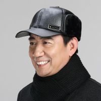 老年男老款东北帽加厚雷锋帽防寒护耳老人棉帽爷爷老头冬季保暖帽 有帽檐[薄款]普通黑皮 均码[56-58]加厚加绒护耳