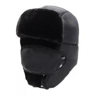 老人帽子男士冬季雷锋帽中老年人保暖帽户外防寒加厚护耳棉棒球帽 经典款平檐黑色 可调节(内里全绒)