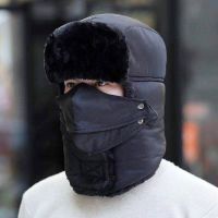 帽子男士秋冬季雷锋帽加绒加厚女士护脖帽东北户外骑车防风帽棉帽 护脖帽 黑色2