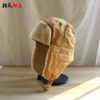 冬季复古雷锋帽女韩版护耳帽子男潮棉火车头东北保暖飞行员机车帽 卡其色