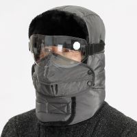 [鳄鱼]皮革防水雷锋帽子男冬天加厚滑雪女东北户外防寒骑车 灰色-经典款 [雷锋帽]